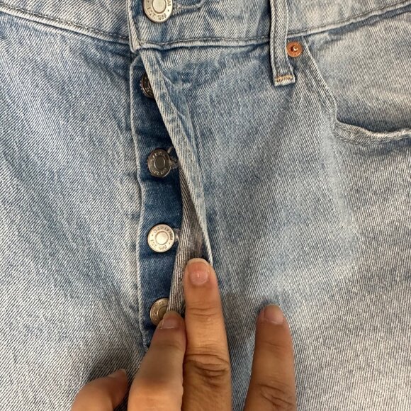 Gap Cheeky Straight High Rise Hidden Button Fly Distressed Jeans 32/14S - Picture 7 of 10